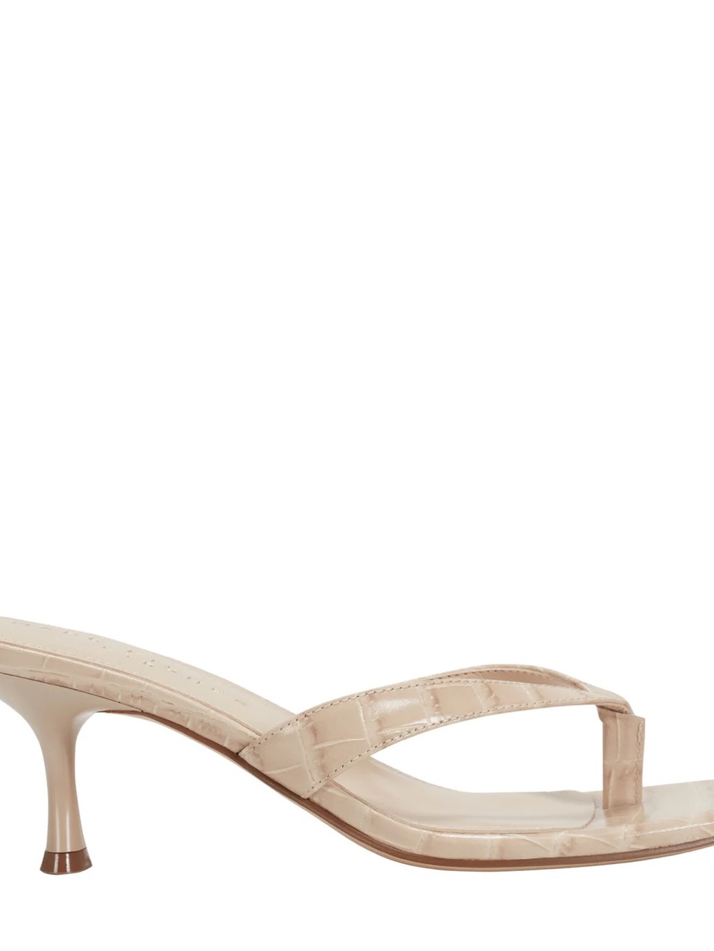 Marc Fisher Chic Beige Croc-Embossed Thong Kitten Heel Sandals Size 7 - Picture 3 of 10